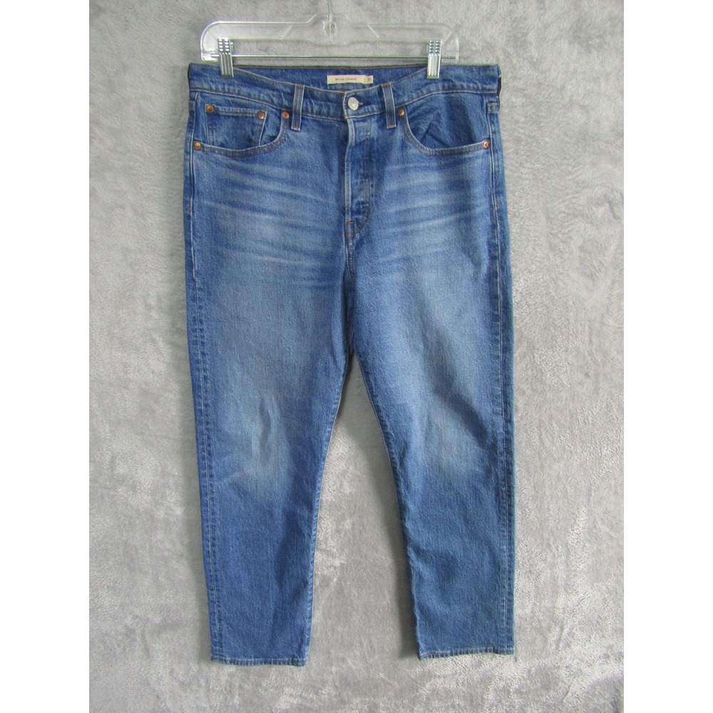 Levis Premium Wedgie Straight Jeans Womens 34‎ High Rise Medium Wash Blue Denim